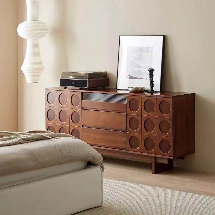 北欧中古餐边复古简约收纳茶水实木玄关家用组合客厅边柜储物柜