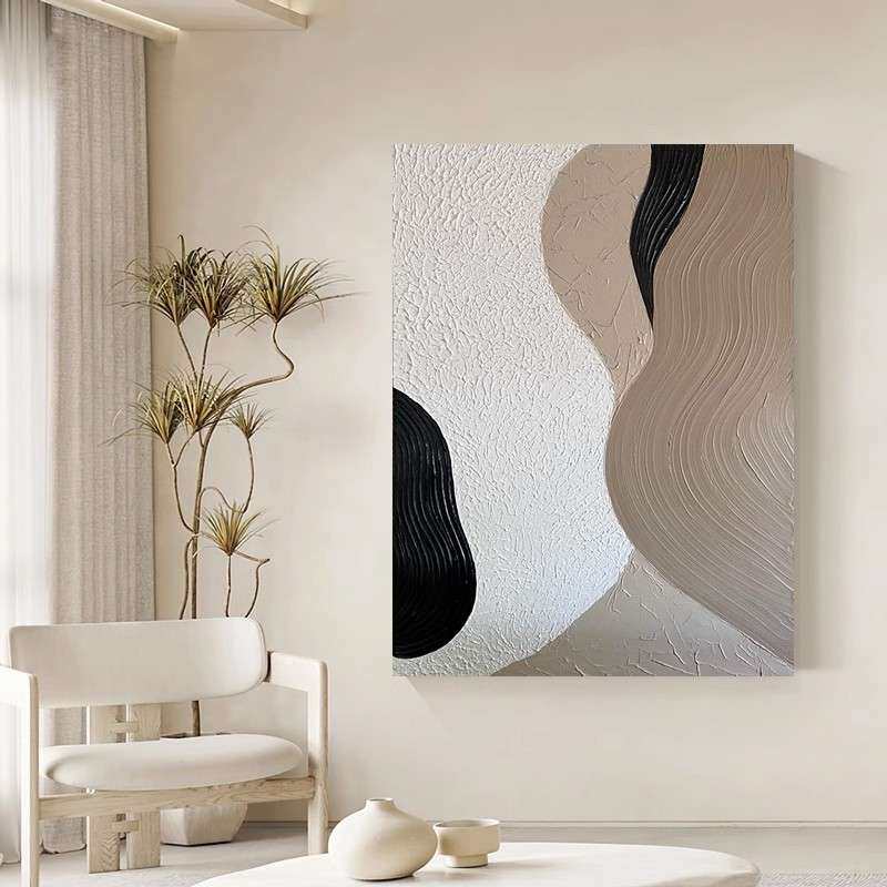 大芬油画村纯手绘油画玄关走廊客厅装饰画现代简约抽象立体肌理画