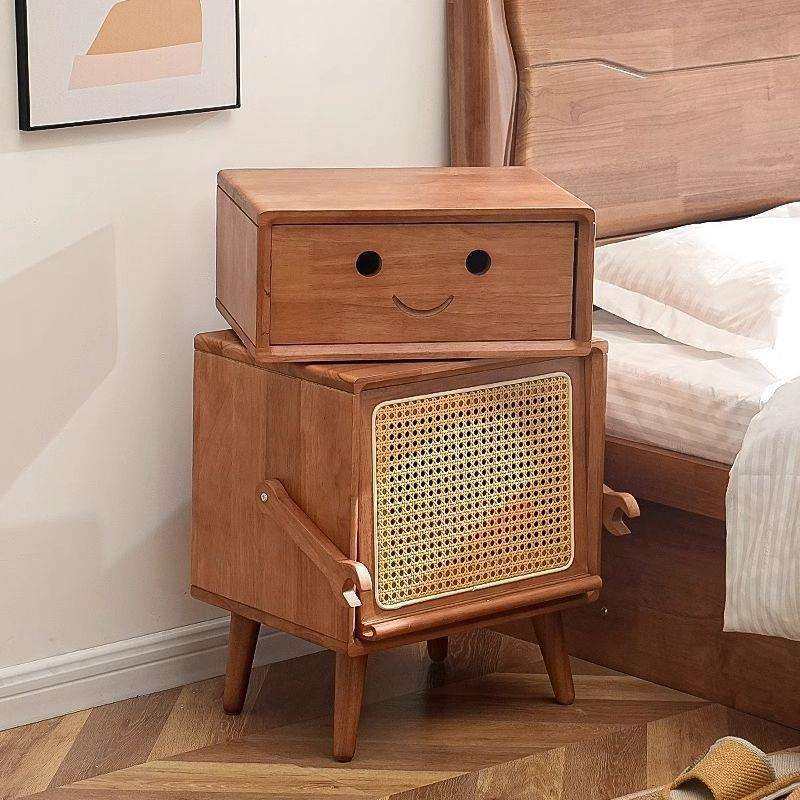 北欧实木床头柜儿童日式藤编机器人卧室储物柜迷你简易抽屉小户型,3C数码配件,USB灯,淘宝优惠券,粉丝福利购,淘宝优惠卷