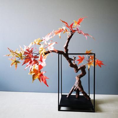 创意落地仿真迎客松盆景新中式玄关迎客松摆件家居装饰客厅工艺品