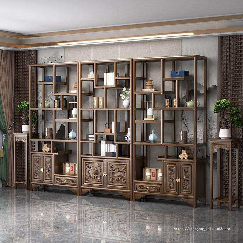 实木博古架新中式多宝阁置物架办公室摆件书架组合展示柜室内设计