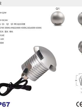 侧发光透光偏光地埋灯3W户外防水IP67广场埋地LED龟壳灯12V地板灯