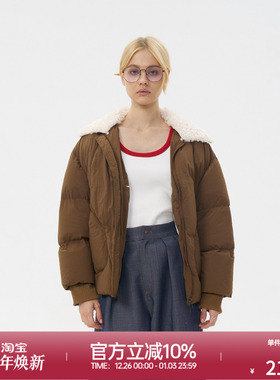 ROLLCALL 25秋冬新款可拆卸双层领拼接毛领羽绒服