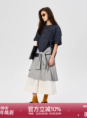 ROLLCALL25新款海军领短袖上衣长袖系带半裙套装