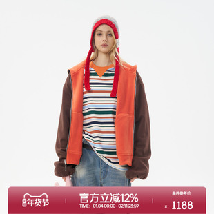 ROLLCALL25秋季新款棕色双面穿拉链宽松外套拼色单件长袖卫衣上衣