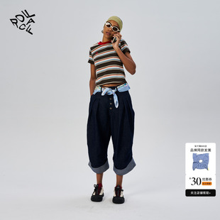 T恤圆领上衣短款 rollcall 正肩修身 25春夏新款 基础百搭条纹短袖