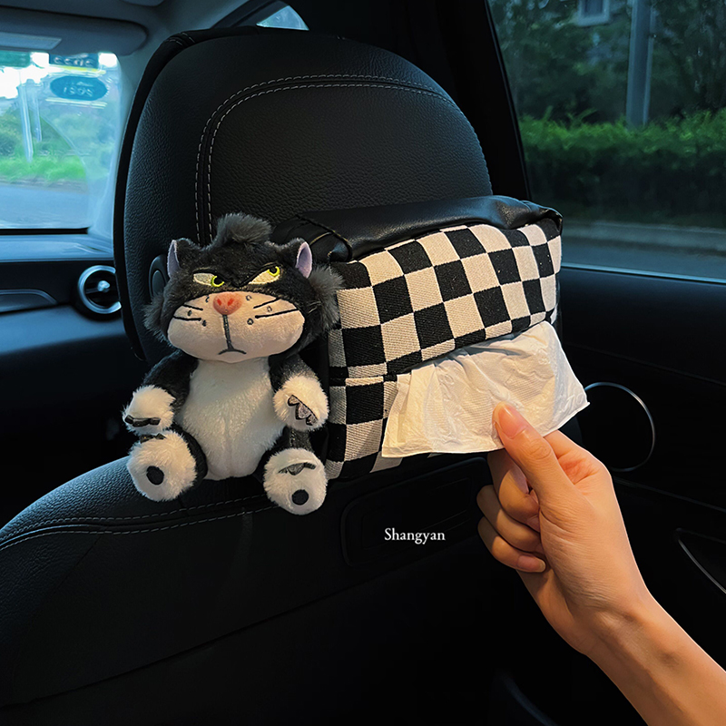 车载抽取式卫生纸盒扶n手箱创意可爱纸巾盒车内装饰品汽车用挂式