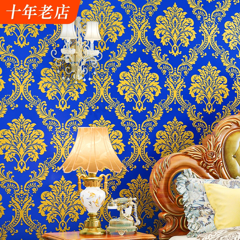 欧式墙纸非自粘无胶刷胶家用家装卧室客厅餐厅Q立体奢华无纺布壁