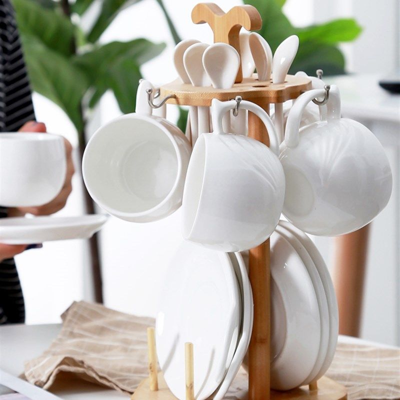 咖啡杯欧式小奢华带勺组合咖啡具陶瓷简约下午茶具茶杯带杯架套装