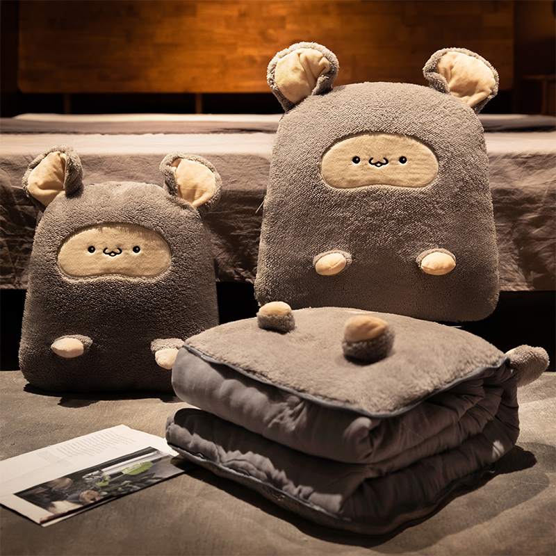 抱枕被子两用午i睡枕头被汽车载内靠枕办公室加厚折叠空调毯二合