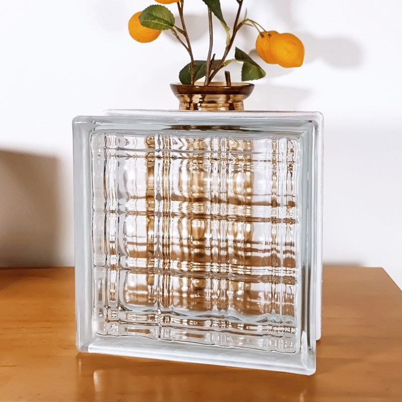 印尼进口欧标超白半透明方v形透光大水晶纹空心玻璃砖隔断墙水晶