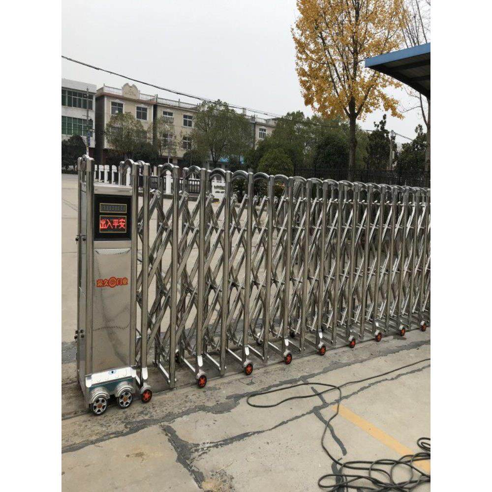 不锈钢伸缩门电动大门学校工地别墅庭院自动折叠铝合金推拉收缩门