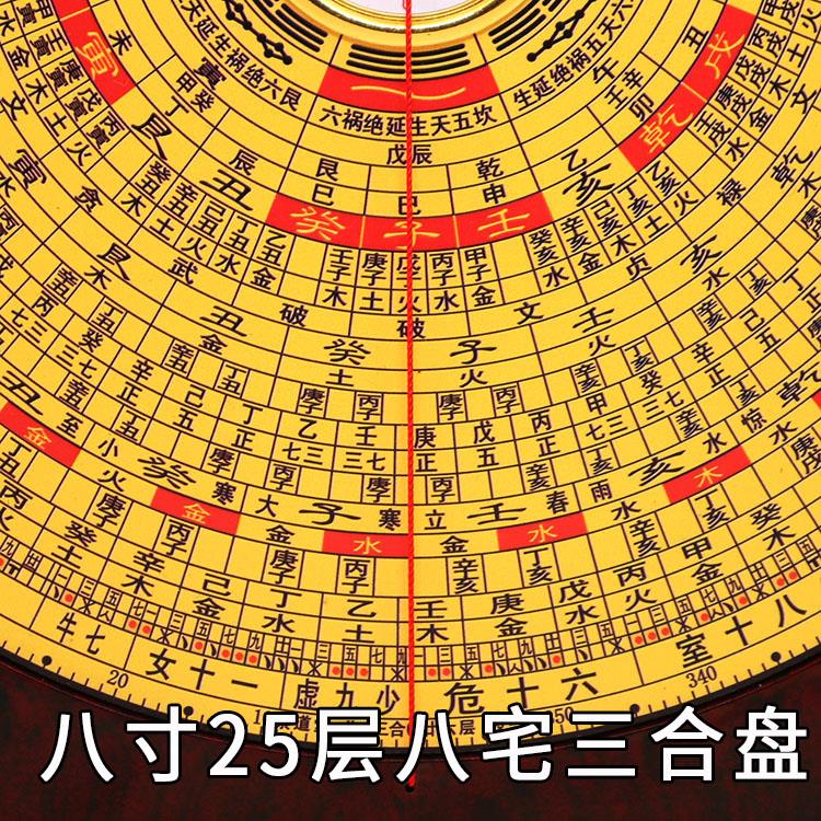 八寸崇道堂罗盘高精度专业大天池8寸25大字体八宅三合罗盘罗经仪