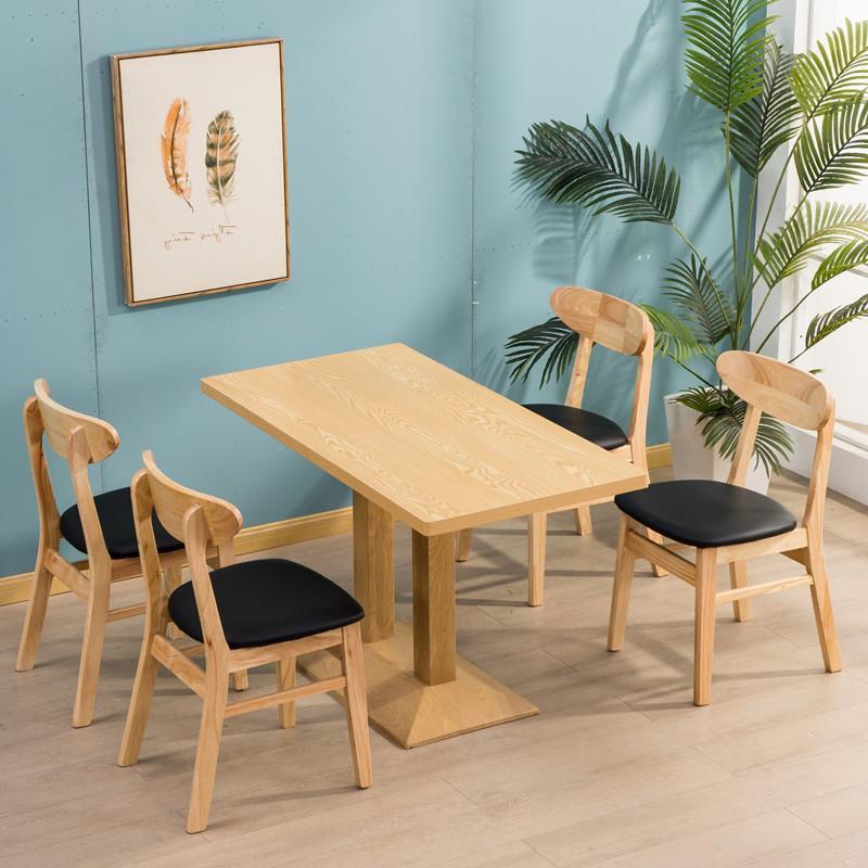 快餐桌椅实木商用餐椅面馆小吃店奶茶汉堡麻辣烫早餐食堂餐饮桌椅