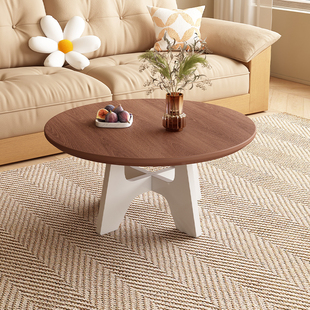 2026新款北欧全实木圆形茶几现代简约小户型客厅小茶桌民宿咖啡桌