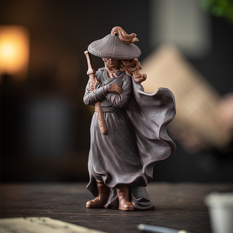 【江湖侠客】创意紫砂茶宠摆件禅意人物茶L桌装饰品茶道茶空间摆