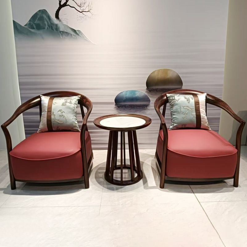 新中式 乌金木实木休闲椅t 太师椅仿古椅单人沙发椅围椅三件套组