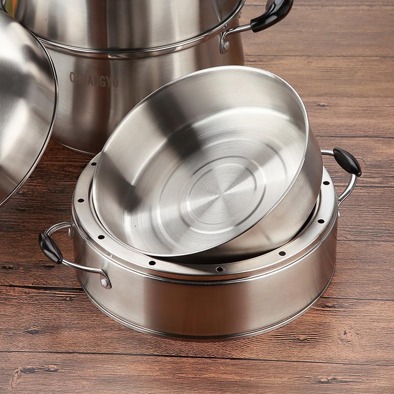 304不锈钢原味k蒸锅家用加厚覆底多层三层四层不串味无孔蒸锅