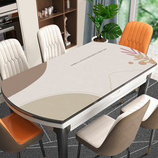 长椭圆形可折叠圆桌家用餐桌桌布防水防油防烫免洗圆弧形桌垫异形