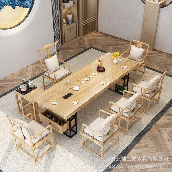 原木大板茶桌公室实木茶台新中式功夫喝茶现简约泡茶桌椅组合,商业/办公家具,茶台/茶桌,淘宝优惠券,粉丝福利购,淘宝优惠卷