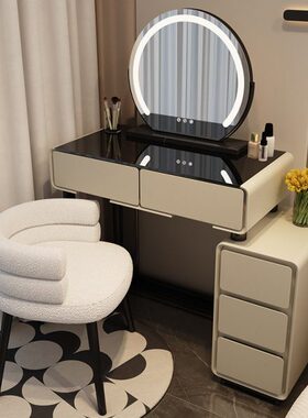202460风奶油现代简约新款一体化妆卧室小户型梳妆台主卧cm斗柜桌