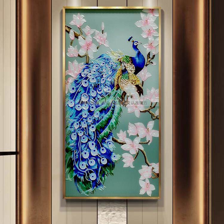 珐瑯彩画客厅入户玄关走廊过道装饰画饭厅书房挂画卧室书房壁画