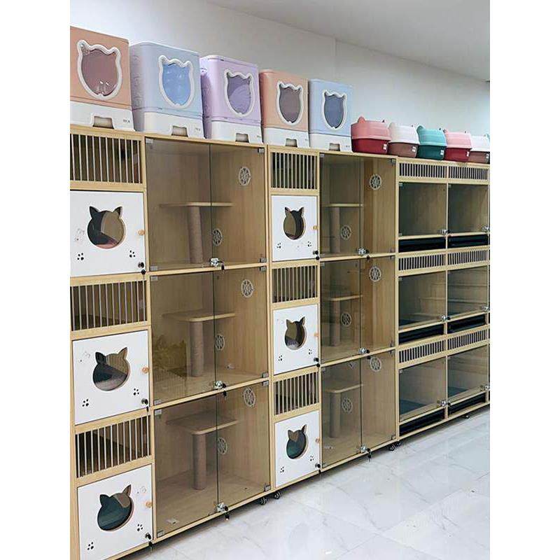 实木猫柜三层实木猫笼室内家猫别墅猫屋宠物店猫柜实木宠物柜
