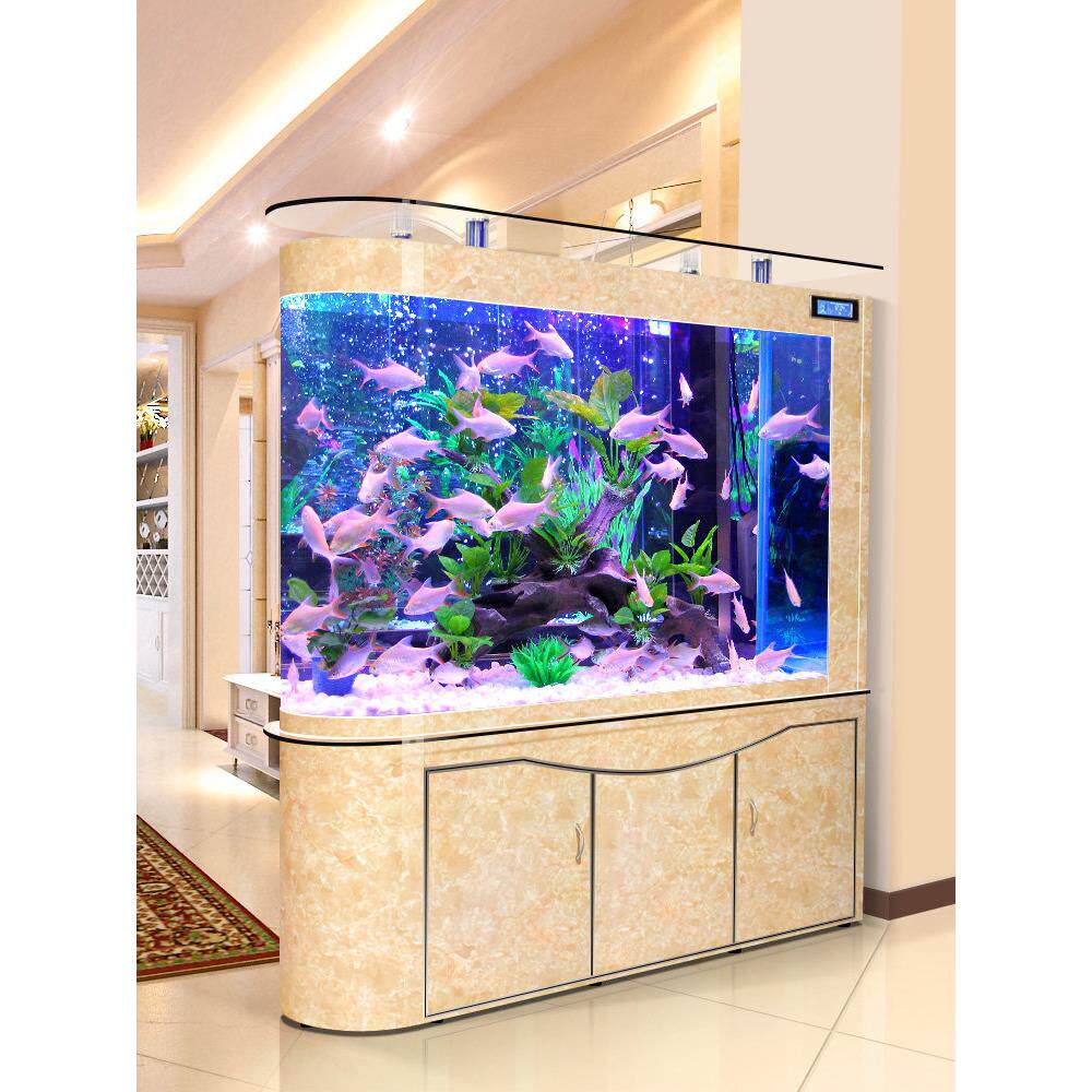 子弹头鱼缸水族箱客厅生态玻璃家用大中小型玄关落地屏风