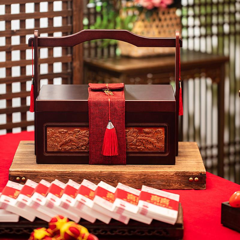 订婚礼金盒彩礼钱盒子提亲盒彩礼箱结婚10万聘礼金高档盒装现金箱