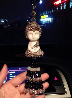 如来佛汽车挂件水钻佛像水晶汽车挂件后照镜吊坠保平安车载挂饰