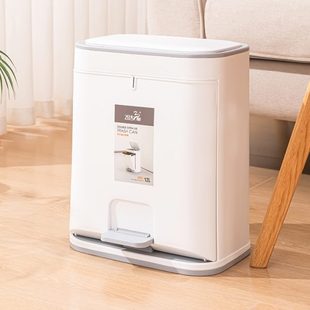 厂促创意双开盖垃圾桶按压脚踏智能感应轻奢家用大容量颜值大垃圾