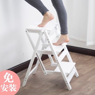 家用折叠梯子实木加厚多功能登高梯两用人字小楼梯凳室内移动爬梯