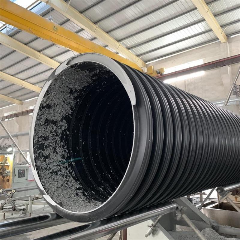 PP双高筋缠绕管HDPE钢带增强螺旋波纹管中空壁井筒管B型克拉管