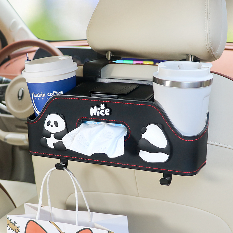 汽车椅背置物架车载多功能收纳储物盒可爱创意水杯架座.椅纸巾盒