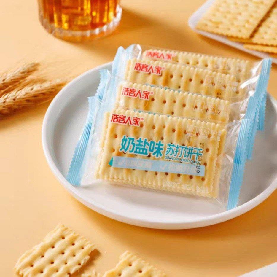 浩客人家苏打饼干500g香葱全麦芝麻奶盐无蔗糖早餐饼干现象，酥脆
