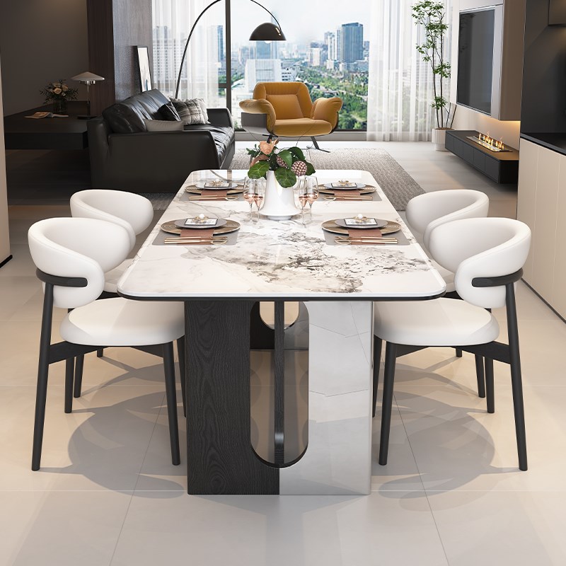 意式极简小户型长方n形家用客厅现代简约岩板餐桌轻奢组合吃饭桌