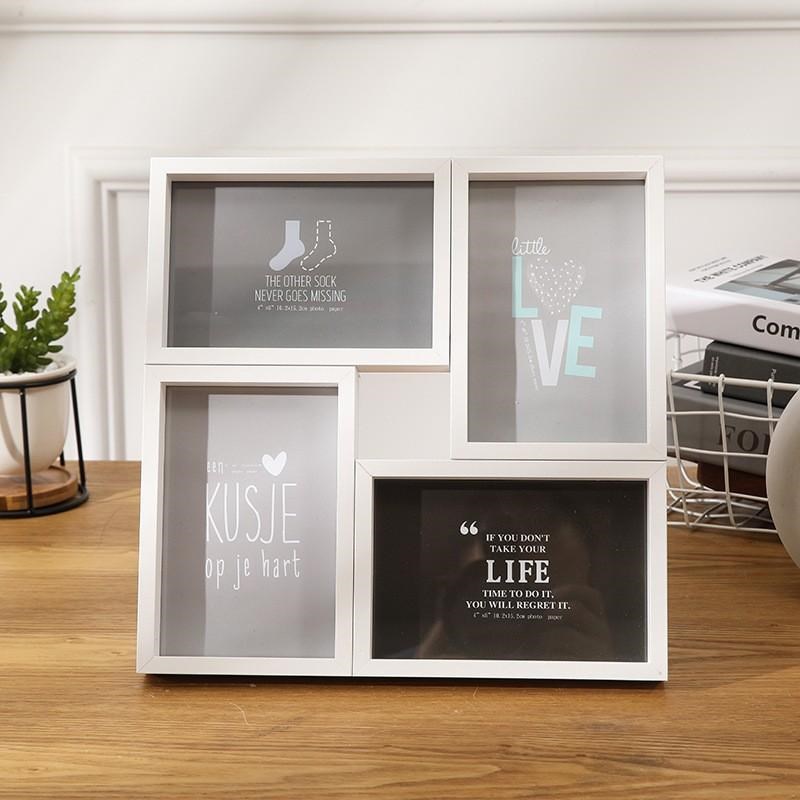 创意组合相框四宫格6寸摆台照片B装裱框黑白色4r高级感相架挂墙