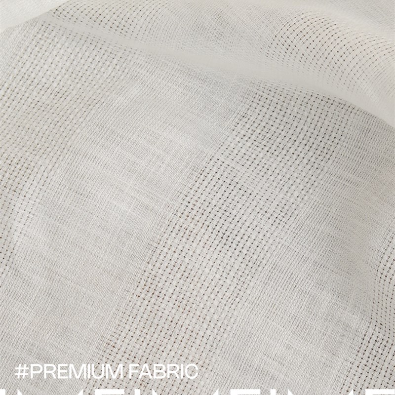 洁一意大利纯亚麻米白色条纹微透H光织物夏季宽140cm