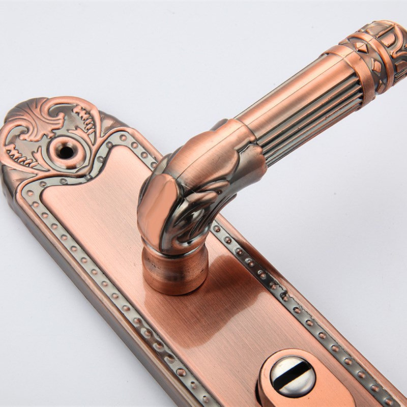 欧式红古铜大门防盗门锁单双开门入户门把手铝合金门拉手锁芯锁体