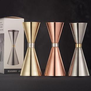 调酒师 不锈钢量酒器Jigger有刻度线 线量杯 日式金环盎司器酒吧