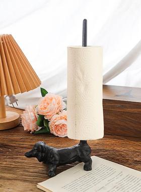 欧洲创意覆古铸铁小狗纸巾持有人杂货店花园野餐派对厨房桌面卷纸