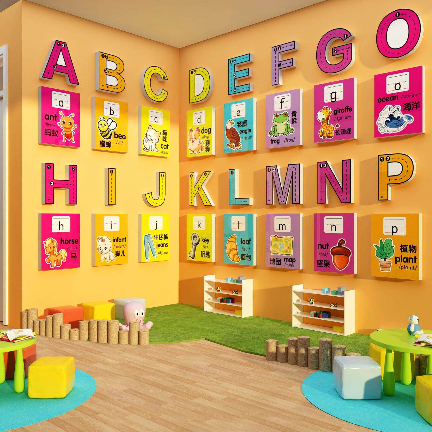 英语教室布置装饰机构环创墙面贴纸画 画主题培训班级文化工作室,家居饰品,文化墙贴,淘宝优惠券,粉丝福利购,淘宝优惠卷