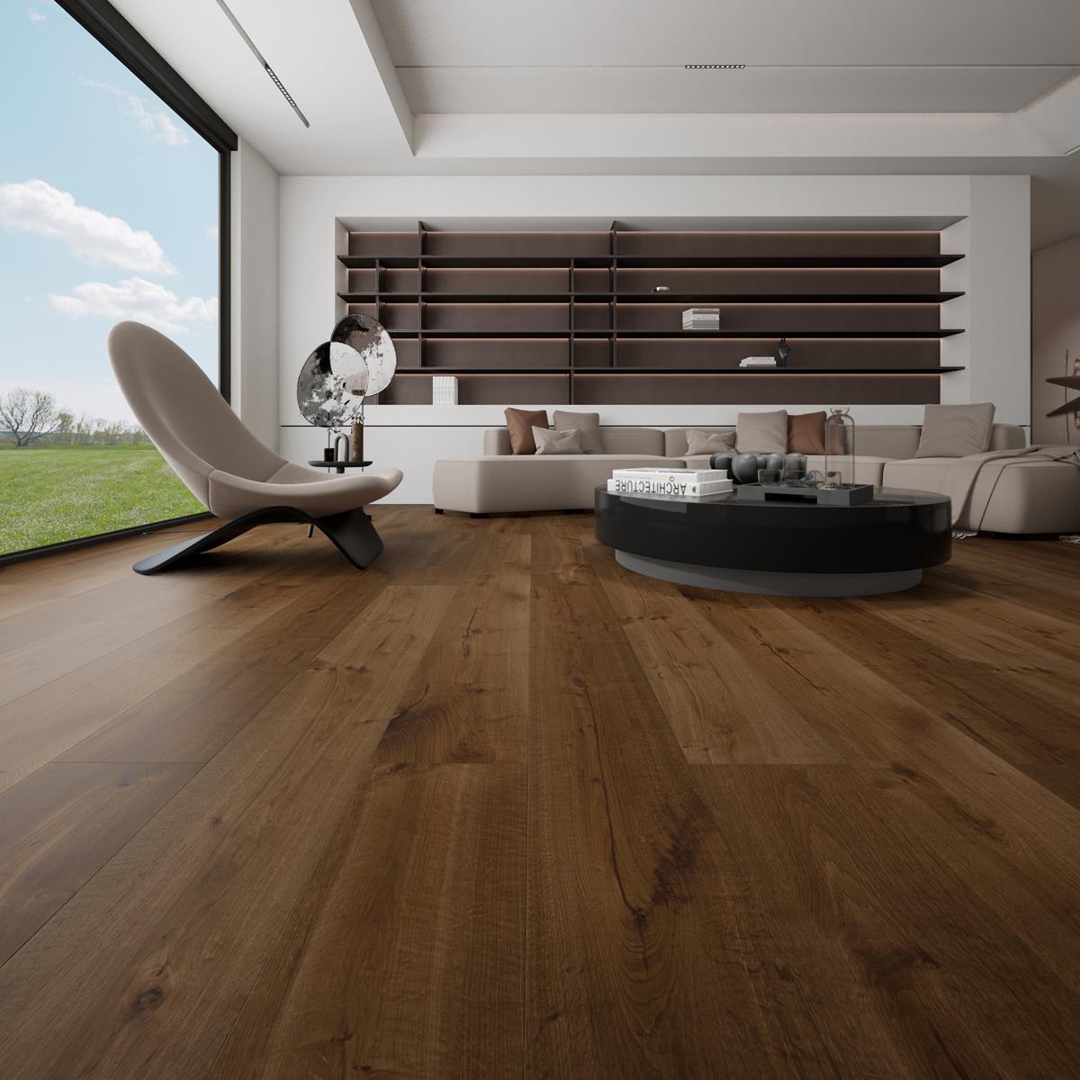 2025新款出口三层实木地板复合地板地暖定制12mm厚耐磨耐本色烟熏