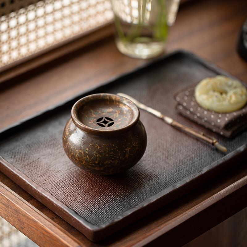 鱼戏手工纯铜建水洗水家用复古小号茶洗茶渣缸茶水盂茶道零配件