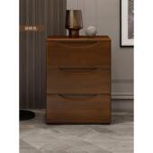 木色落地 床头储物柜日式 全实木床头柜斯堪 纳维亚简单现代可锁式