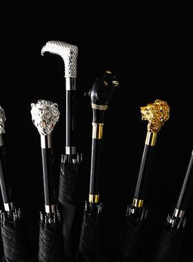 创意个性雨伞长柄男女防晒黑胶晴雨两用日系动物头黑色定制直杆伞