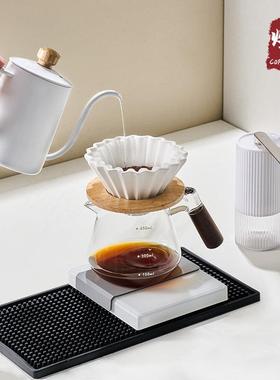 烨咖啡 白色陶瓷V60折纸滤杯木柄分享壶研磨机家用手冲咖啡壶套装