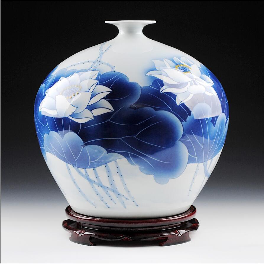 景德镇陶瓷器 名家吴文瀚手绘青花瓷花瓶石榴 瑶池清韵 收藏证书