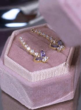 合金耳饰 紫色【蝶骨】高级感耳饰轻奢时尚百搭小众气质精致