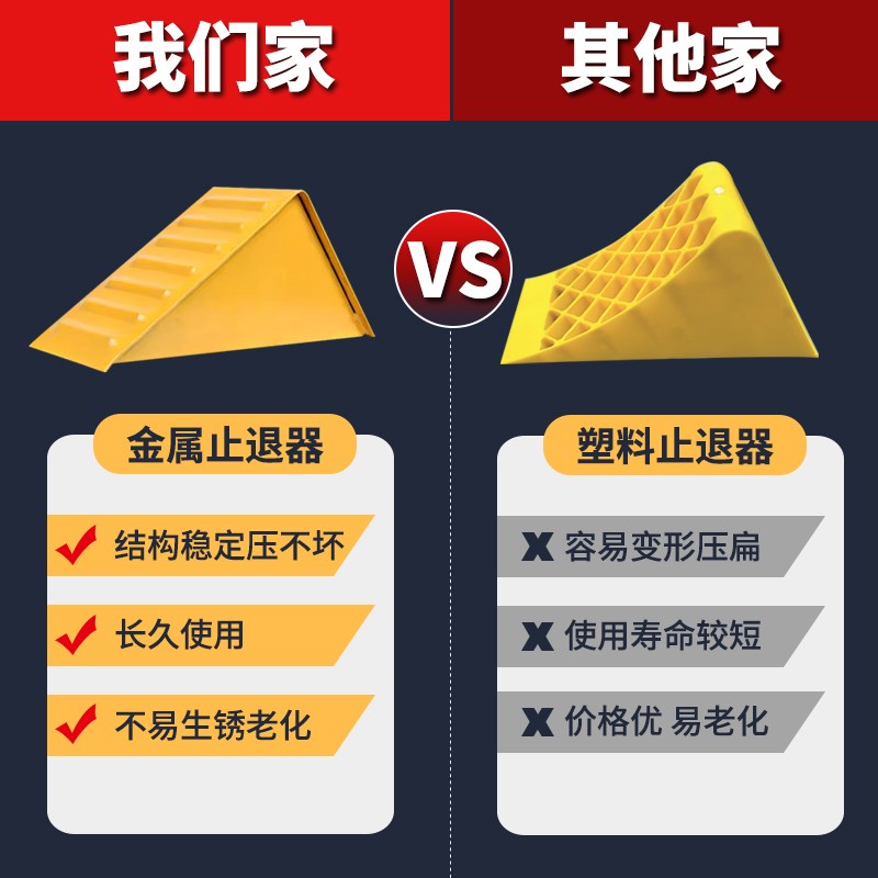 金属便携式货车轮胎钢铁止滑器 停车斜坡垫三角挡车器铁质止退器